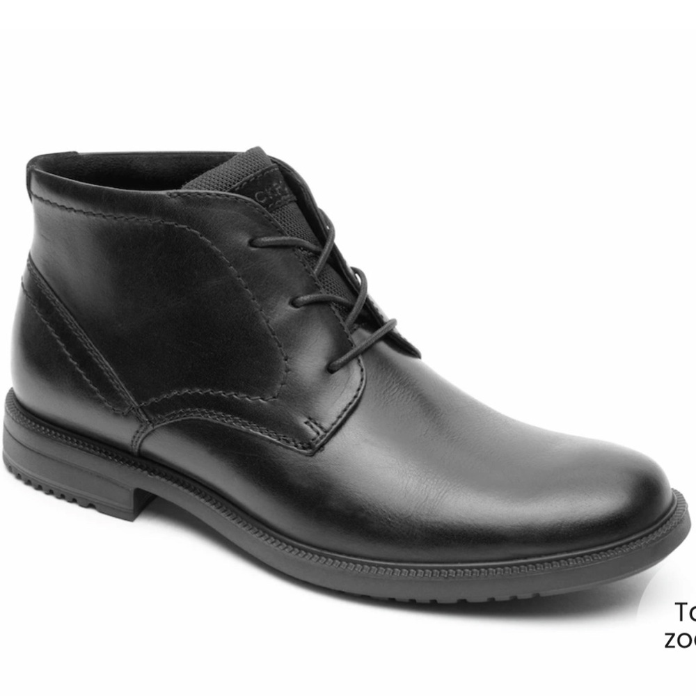 Men's Black Leather Chukka Dress Shoe Boots - Brand New, Never Worn - (12W)